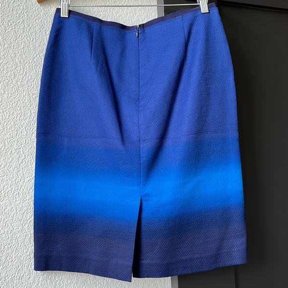 Ann Taylor LOFT Ombre Blue Cotton Stretch Pencil Skirt SZ 8 - Picture 2 of 10